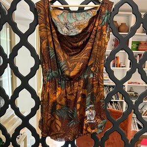 Tropical Print Sleeveless Top